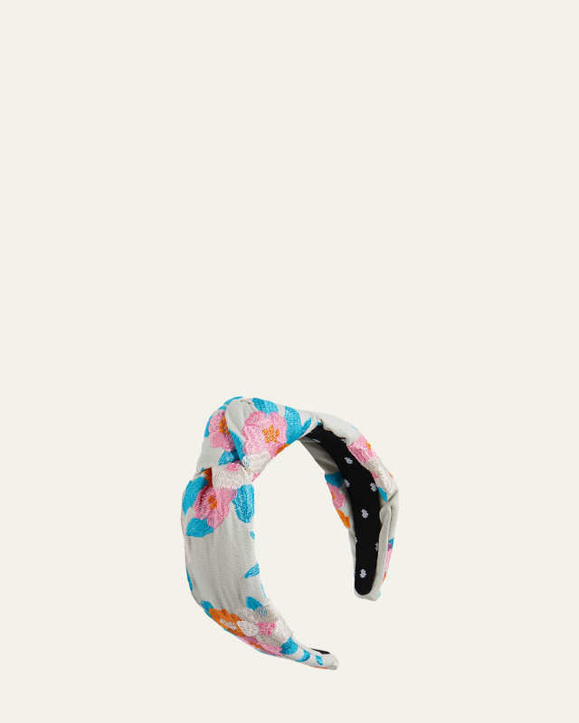 Knotted Floral Bouquet Embroidered Headband